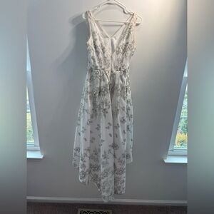 Calvin Klein White and Gray High Low Dress